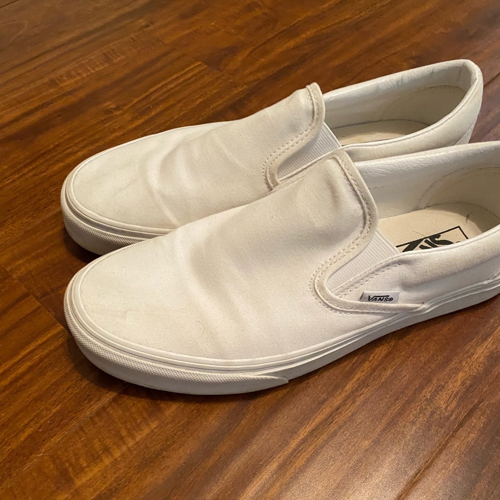 white slip on vans